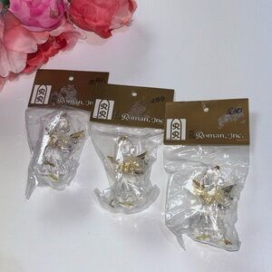 Clear Angel Ornament Set of Three Vintage Clear Angel Ornaments VTG NEW ROMAN